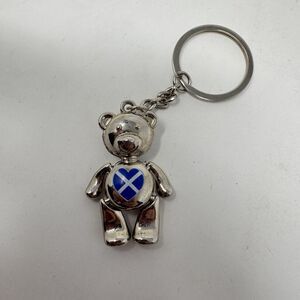 Scotland Scottish Flag Heart Metal  Jointed Teddy Bear Silver Keyring Keychain